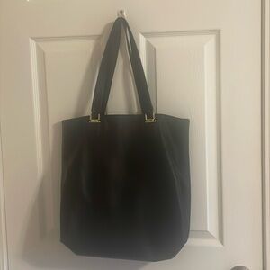 EUC~Steve Madden Woman’s Faux Black Large Double Handle Tote W/Pocket/Phone Case